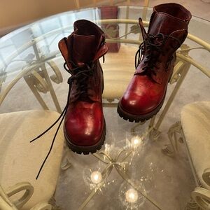 Stylish Women's Red Combat Boots